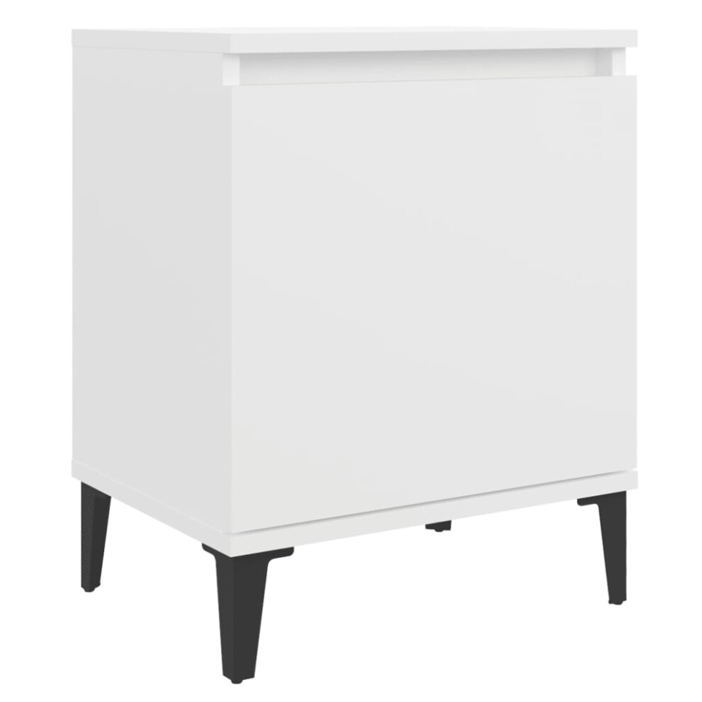 vidaXL Bed Cabinet with Metal Legs White Side Table Desk Bedroom Nightstand