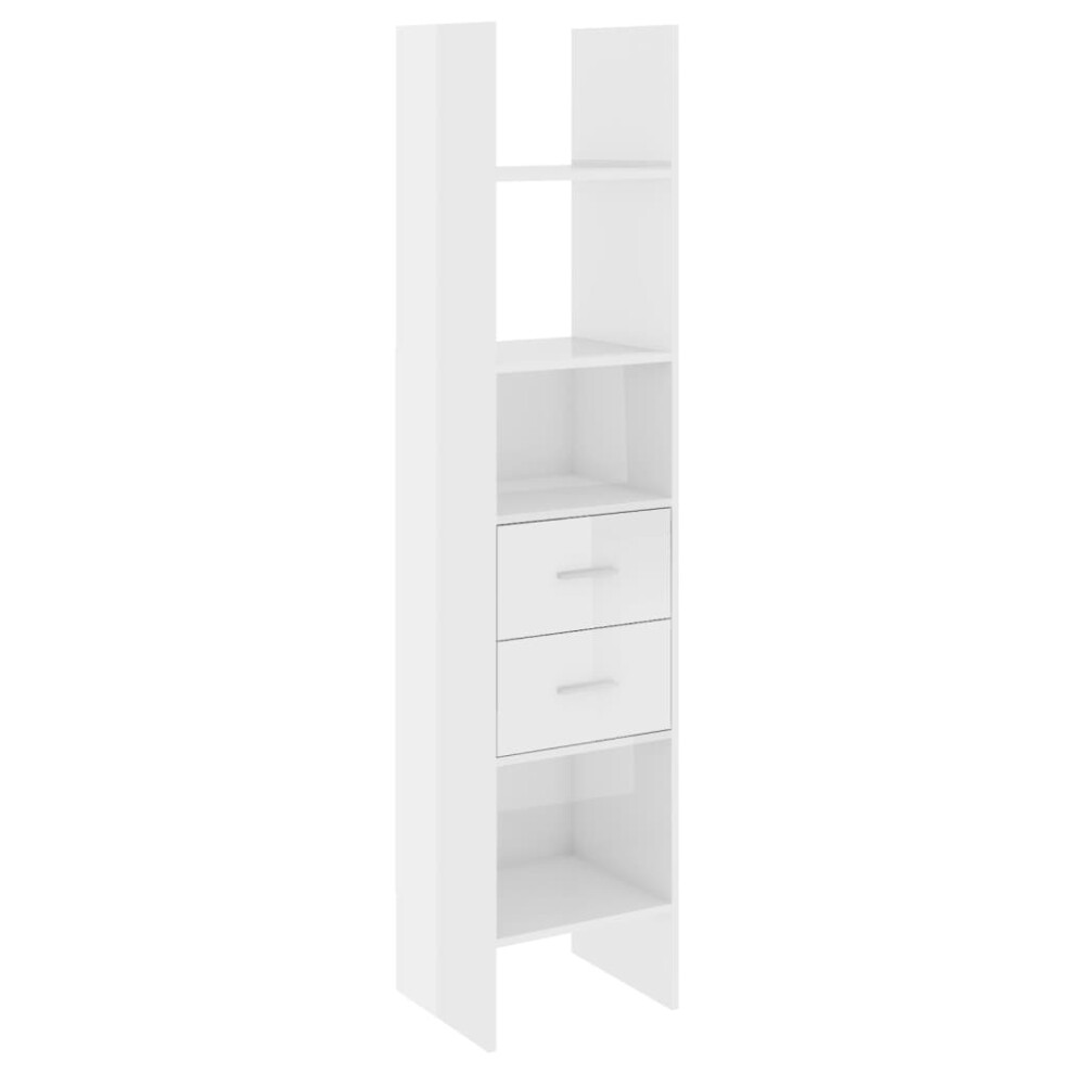 vidaXL Book Cabinet High Gloss White Engineered Wood Bookcase Storage Shelf