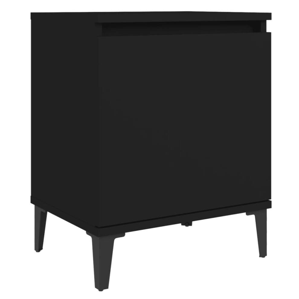 vidaXL Bed Cabinet with Metal Legs Black Beside Storage Cabinet Nightstand