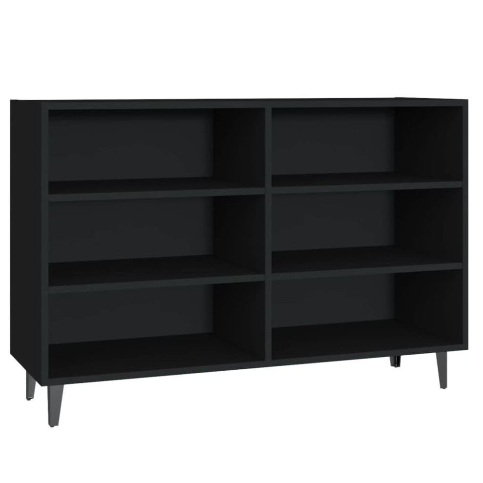 vidaXL Sideboard Black Engineered Wood Book Storage Cabinet Indoor Furniture