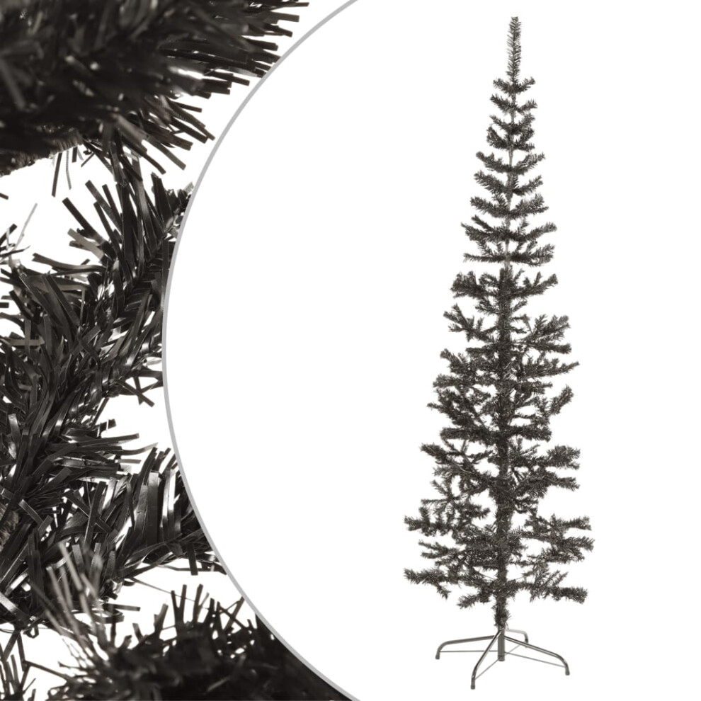vidaXL Slim Christmas Tree Black 210 cm Holiday Decoration Xmas Tree Ornament