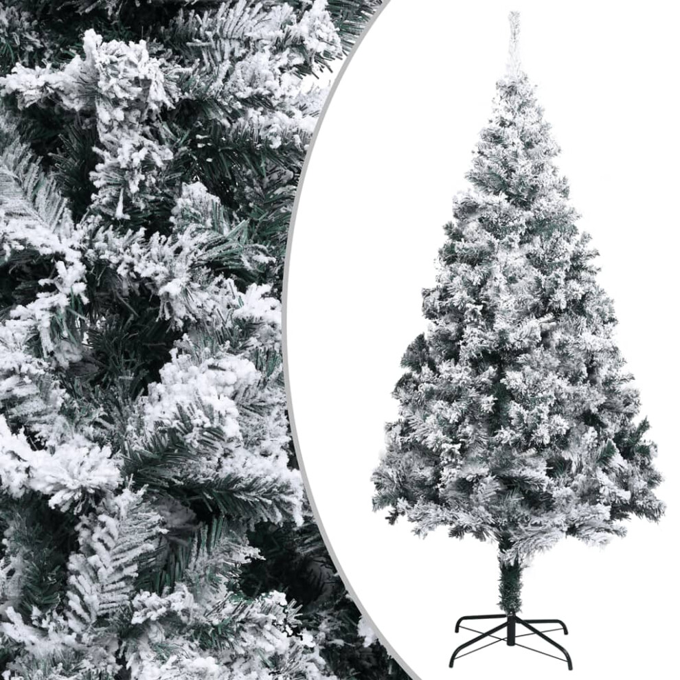 vidaXL Artificial Christmas Tree with LEDs&Flocked Snow Green PVC Xmas Tree
