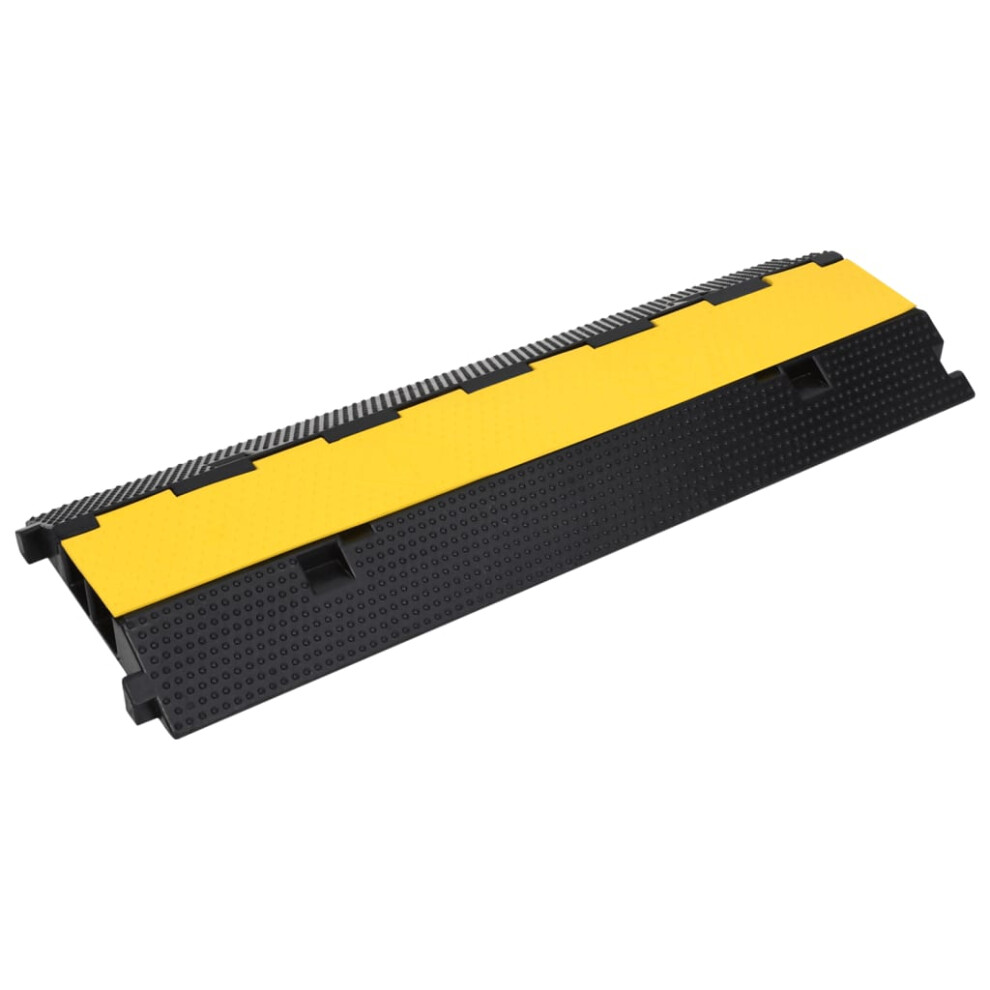 vidaXL Cable Protector Ramp with 2 Channels 100 cm Rubber Road Traffic Signs