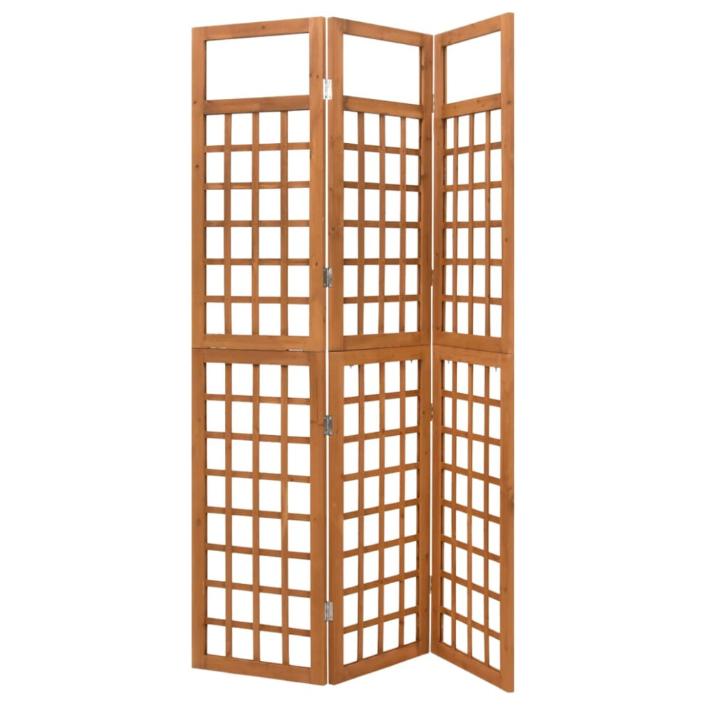 vidaXL Solid Fir Wood 3-Panel Room Divider/Trellis Wooden Patio Privacy Screen