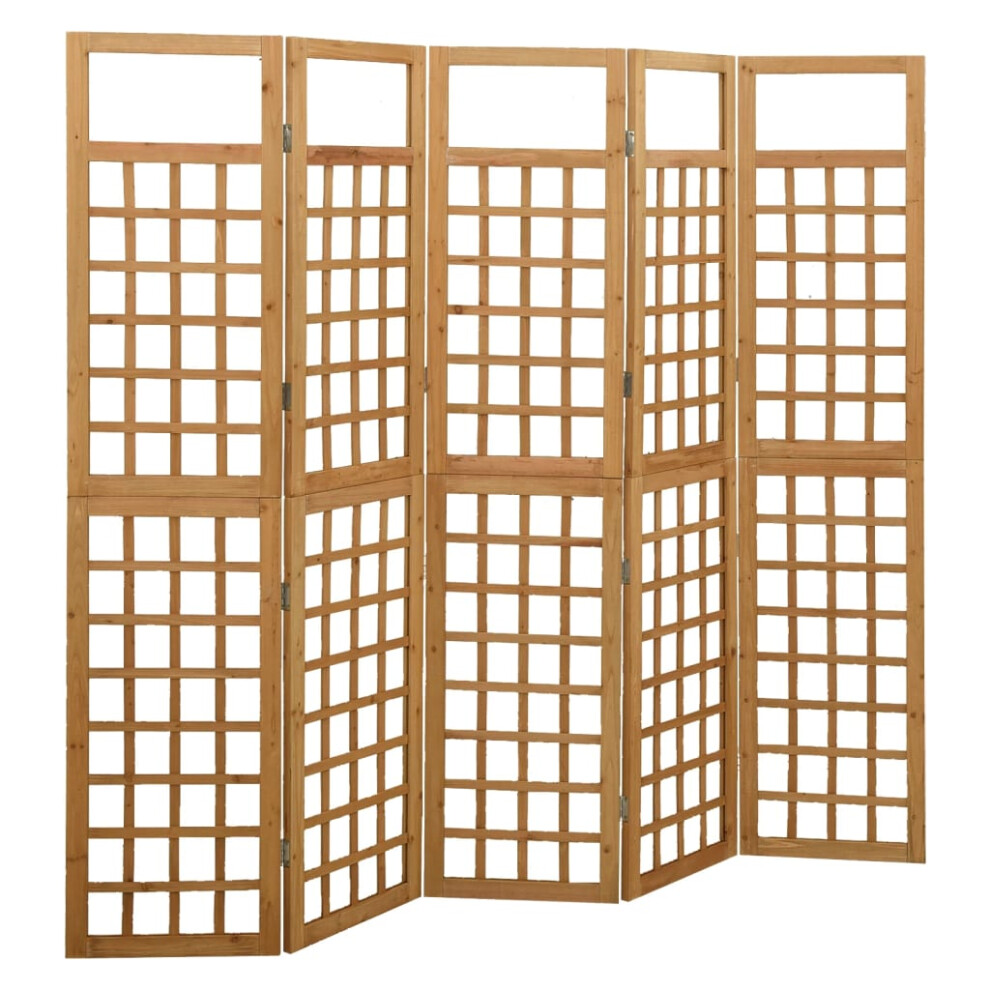 vidaXL Solid Fir Wood 5-Panel Room Divider/Trellis Garden Patio Privacy Screen