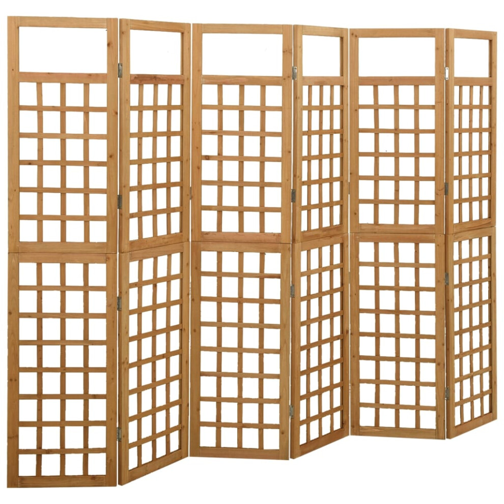Vidaxl Solid Fir Wood 6-Panel Room Divider/Trellis Wooden Patio Plant Support