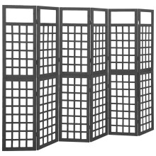 vidaXL Spalier/Paravent 6-teilig Massivholz Tanne Schwarz 242,5x180 cm