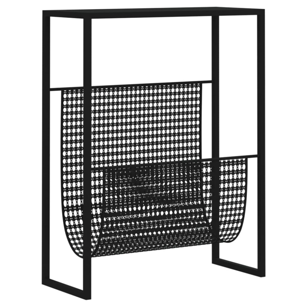 vidaXL Magazine Rack Black Steel Bedroom Storage Unit Bookcase Book Cabinet