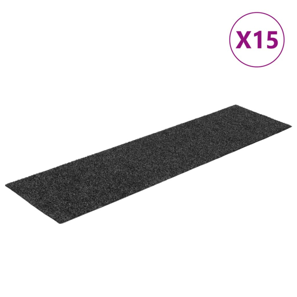 vidaXL 15x Self-adhesive Stair Mats Rectangular Anthracite Stair Protector