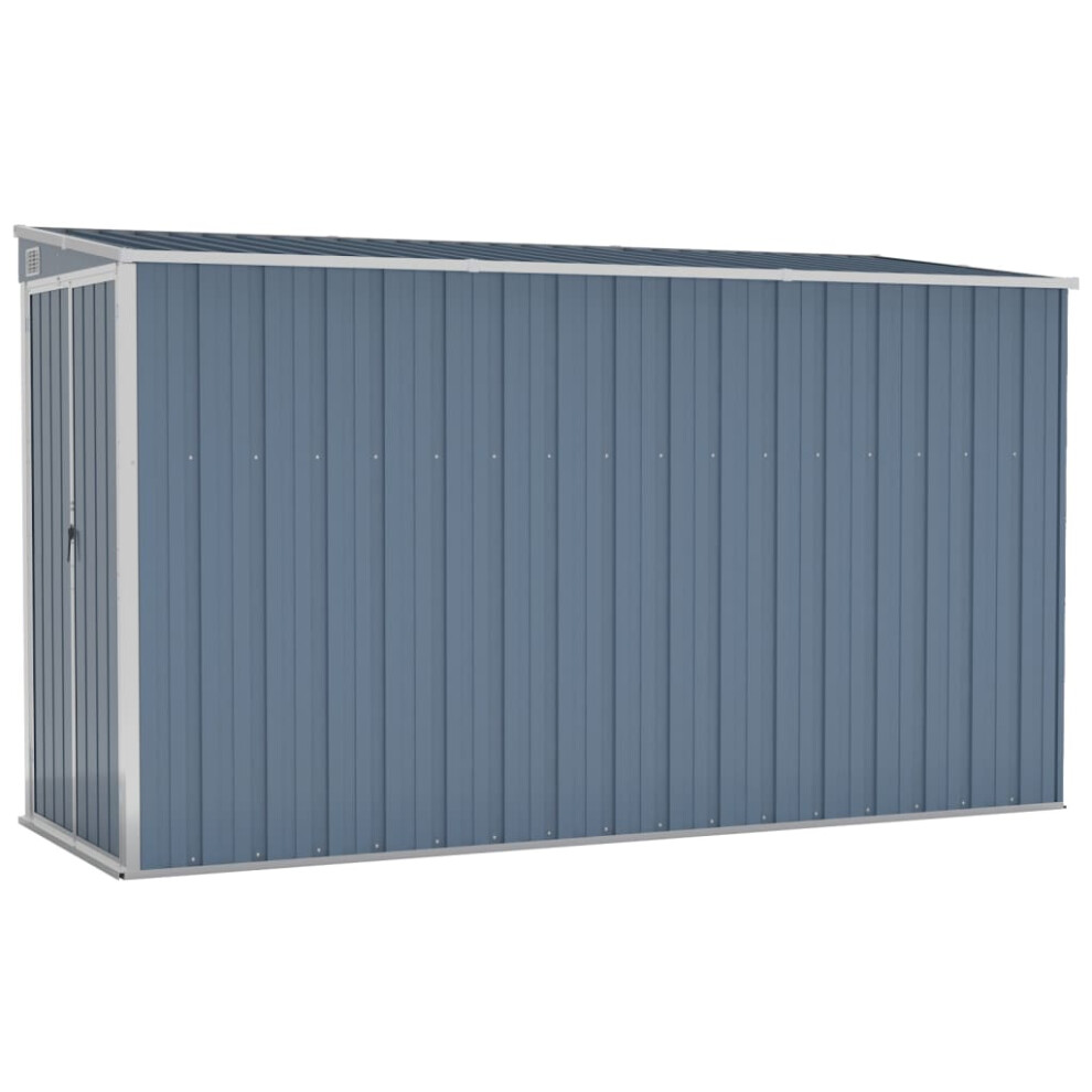 vidaXL Wall-mounted Garden Shed Grey Galvanised Steel Patio Tool Storage Shed