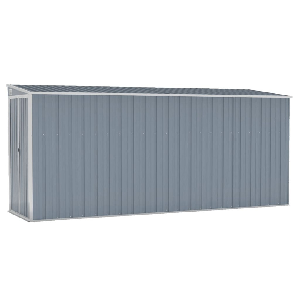 vidaXL Wall-mounted Garden Shed Grey Galvanised Steel Patio Tool Storage Shed