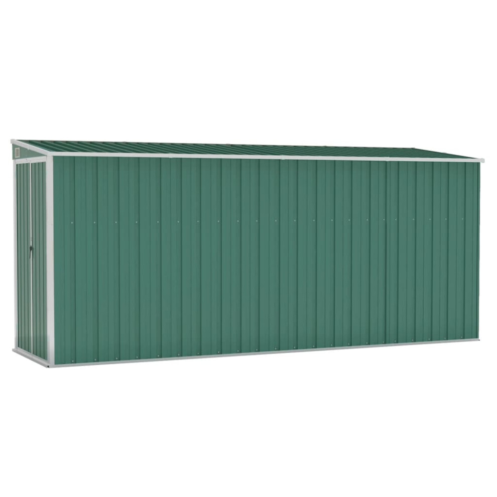 vidaXL Wall-mounted Garden Shed Green Galvanised Steel Patio Tool Storage Shed