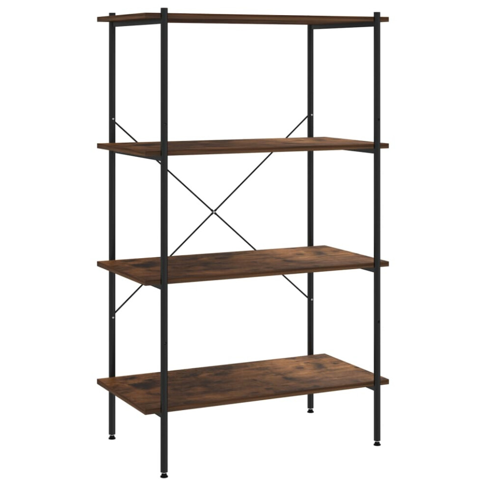 vidaXL 4-Tier Shelving Unit Black&Dark Wood Bookcase Bookshelf Standing Shelf