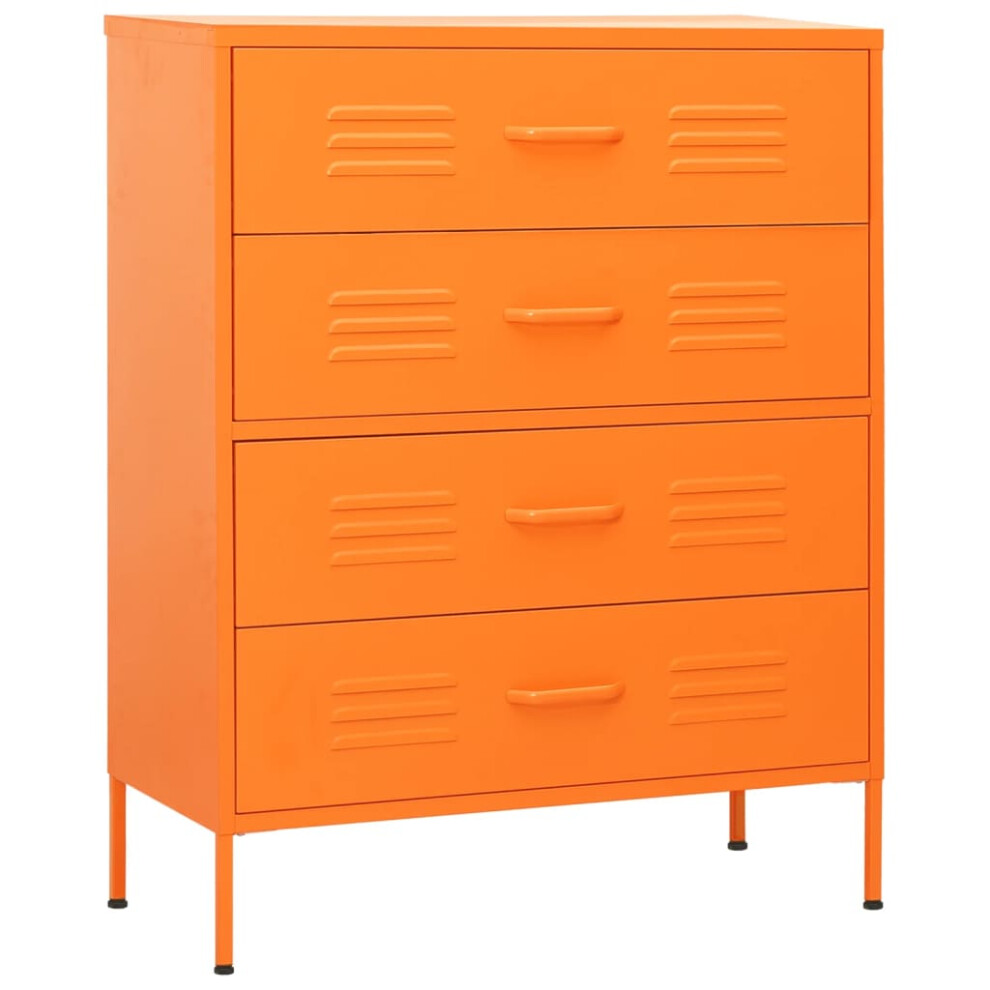 vidaXL Chest of Drawers Orange Steel Home Decor Storage Side Cabinet Sideboard
