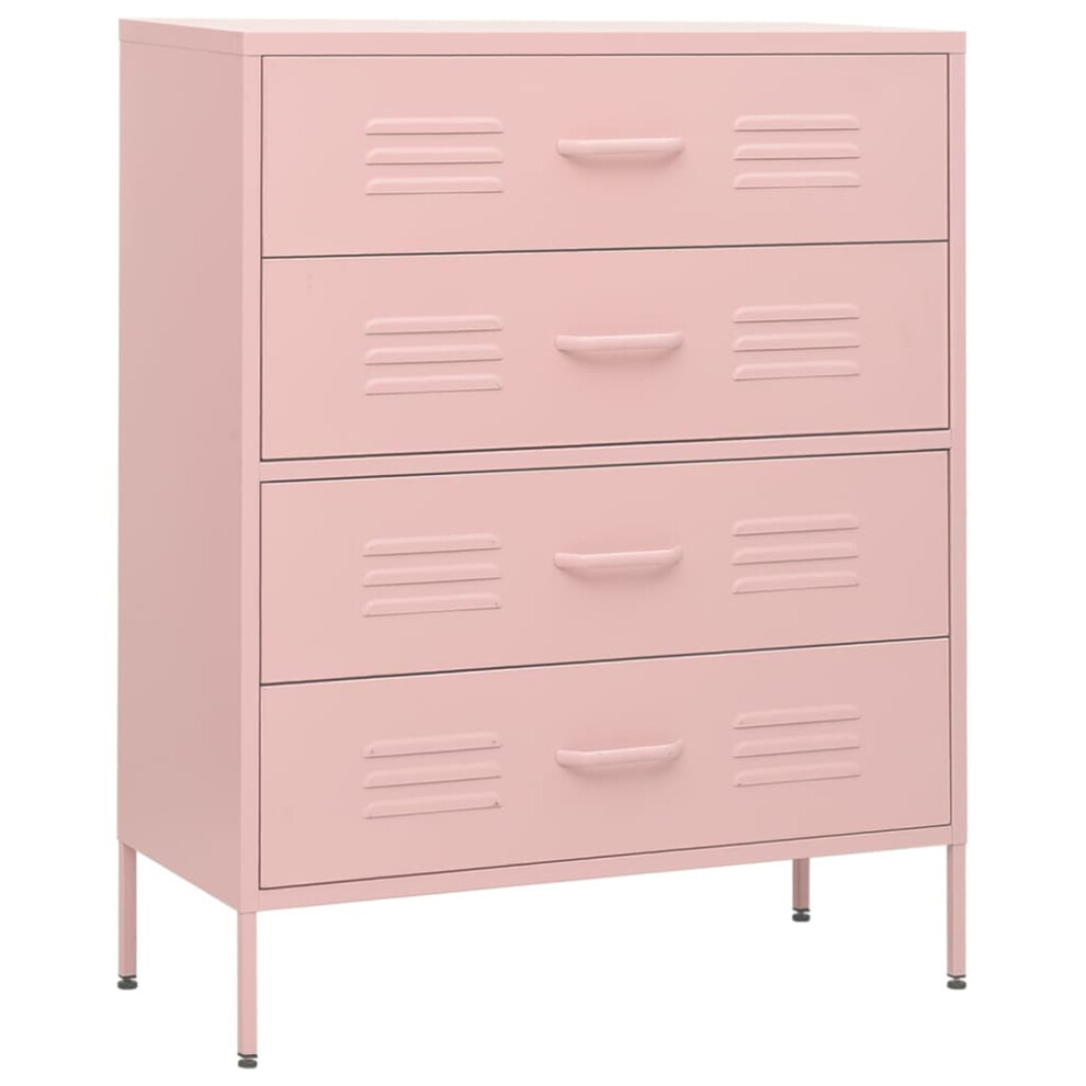 Vidaxl Chest Of Drawers Pink Steel Living Room Sideboard Side Storage Cabinet