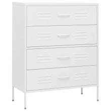 vidaXL Chest of Drawers White Steel Living Room Sideboard Side Storage Cabinet