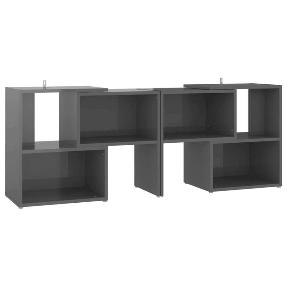 vidaXL TV Cabinet High Gloss Grey Engineered Wood Home Stereo Cabinet TV Unit