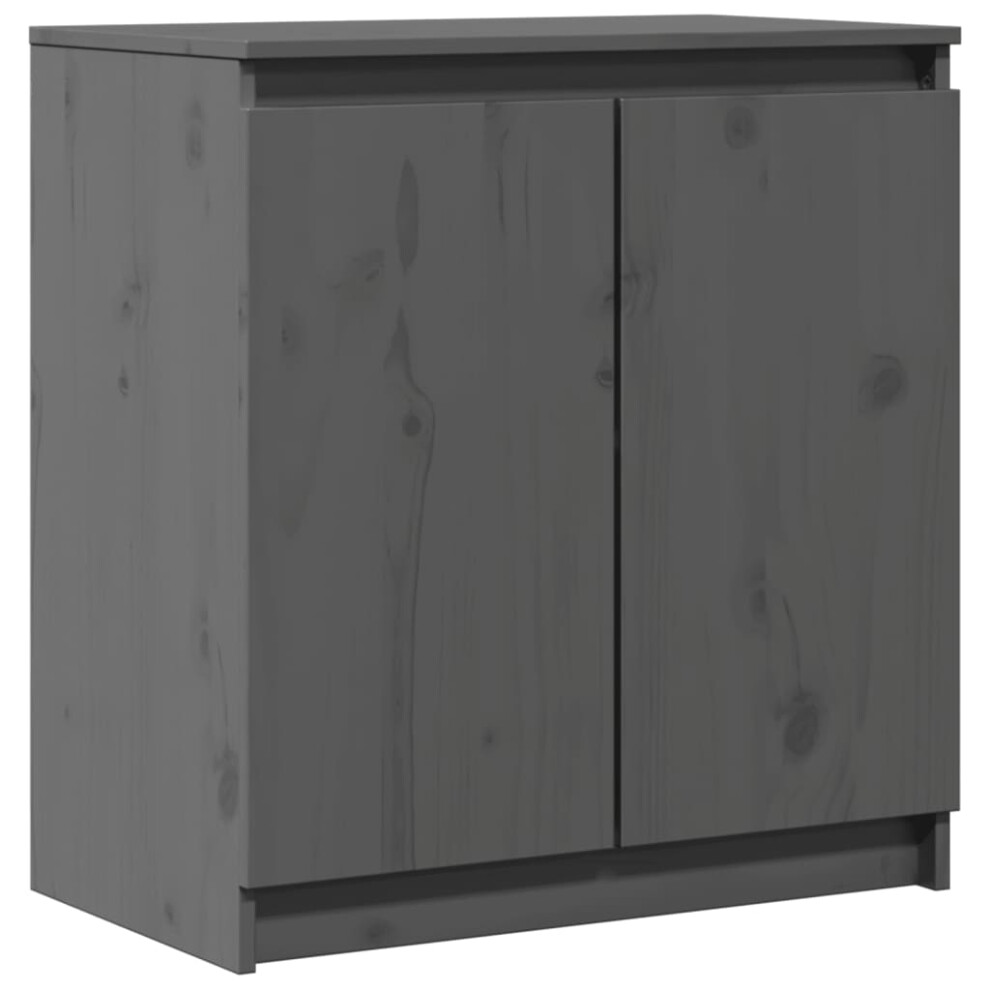 Vidaxl Solid Pinewood Side Cabinet Grey Home Sideboard Wooden Storage Cabinet