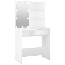 (White) vidaXL Dressing Table with LED Vanity Table Makeup Vanity Desk Cosmetic Table