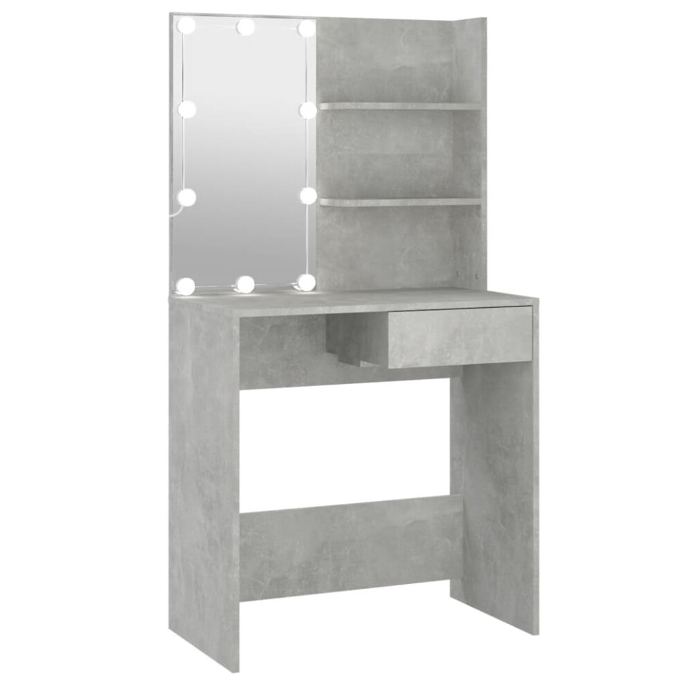 (Concrete grey) vidaXL Dressing Table With LED Vanity Table Makeup Vanity Desk Cosmetic Table