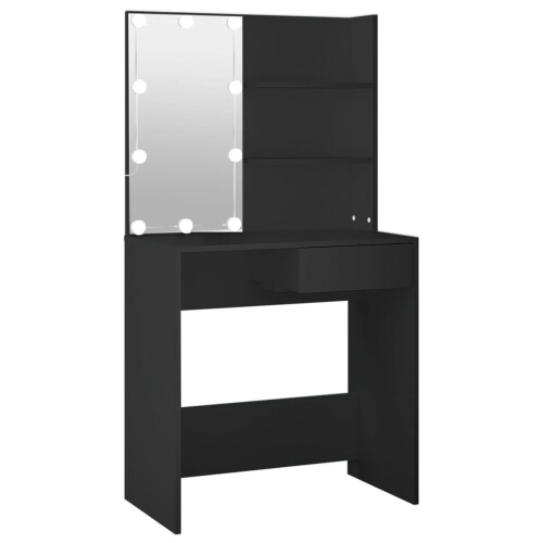 VidaXL vidaXL Dressing Table Makeup Desk with LED Vanity Table Makeup Table Black