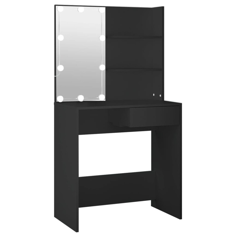 Vidaxl Dressing Table Makeup Desk With Led Vanity Table Makeup Table Black