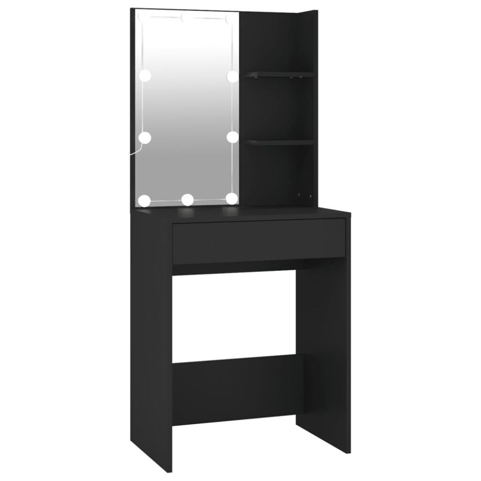 vidaXL Dressing Table With LED Black 60x40x140 Cm Makeup Table Vanity Desk