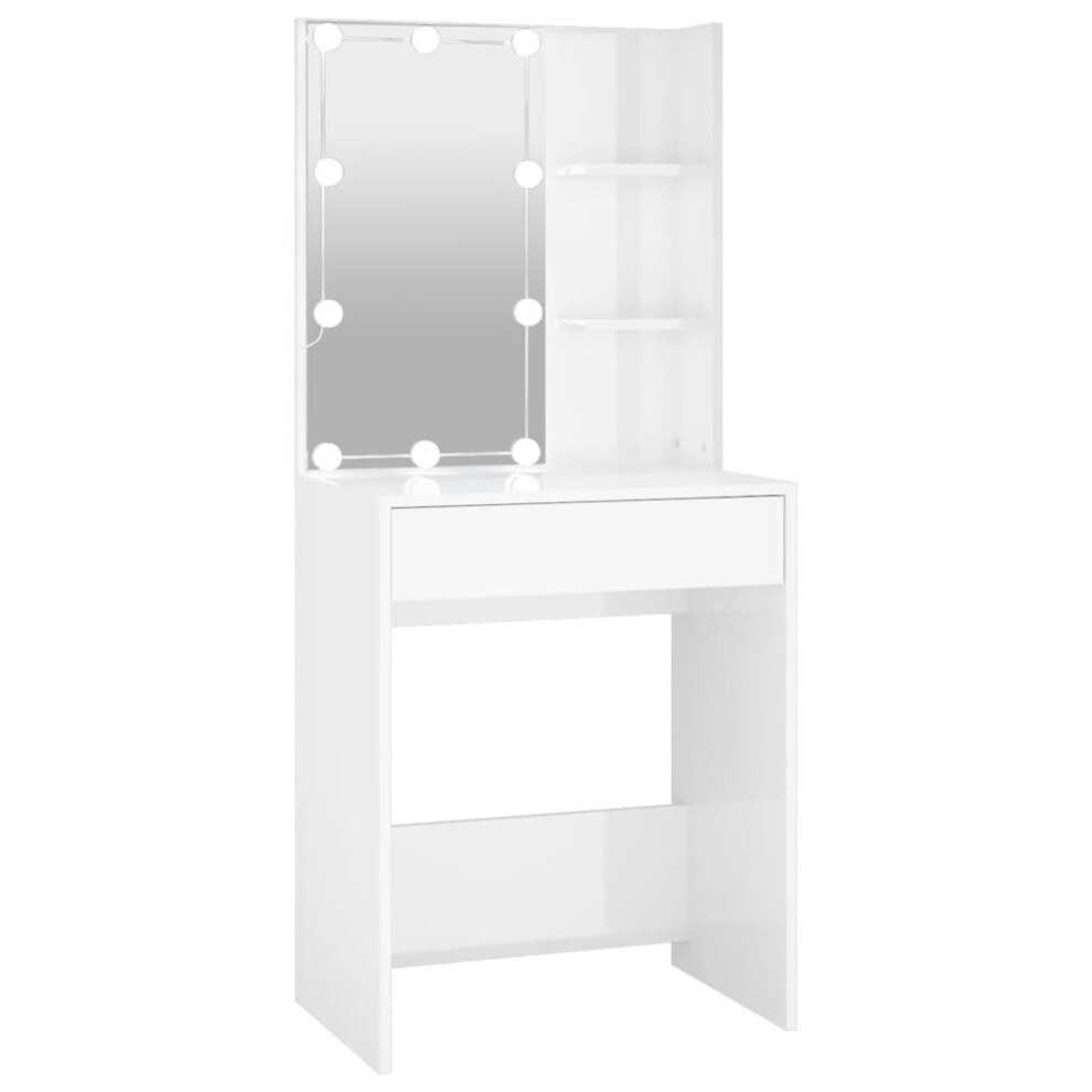 (High gloss white) vidaXL Dressing Table with LED Makeup Vanity Desk Cosmetic Table Multi Colours