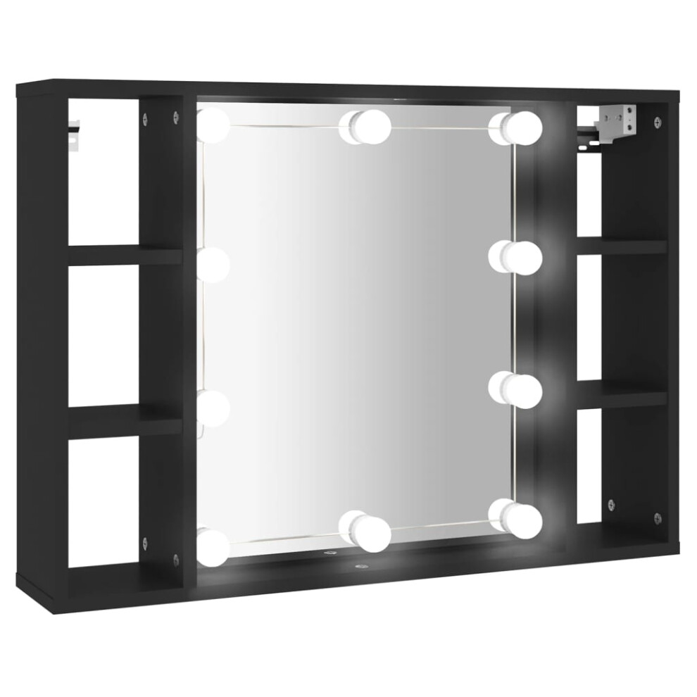 vidaXL Mirror Cabinet Wall-mounted Cabinet Cosmetic Mirror with LED Black