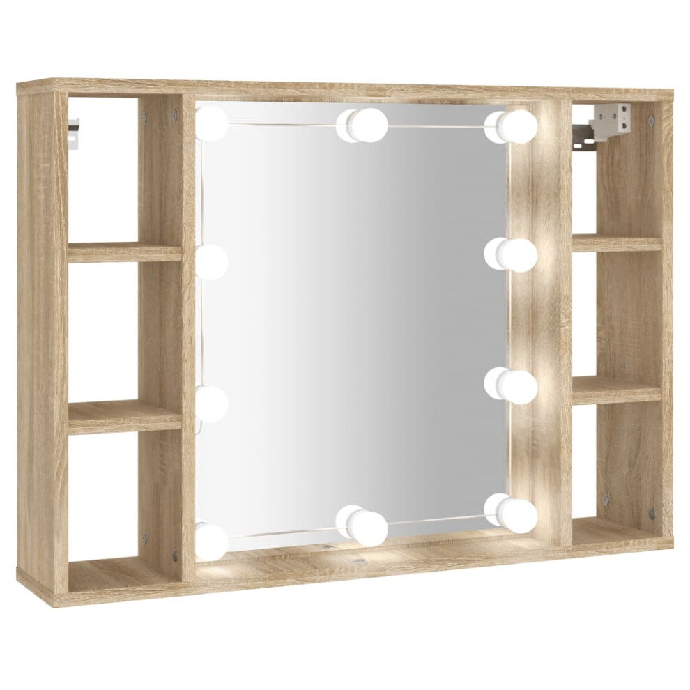 (Sonoma oak) vidaXL Mirror Cabinet with LED Washroom Storage Cabinet Bathroom Vanity Unit