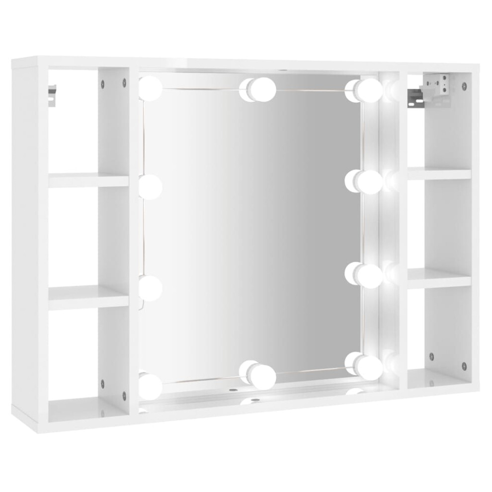 (High gloss white) vidaXL Mirror Cabinet with LED Washroom Storage Cabinet Bathroom Vanity Unit