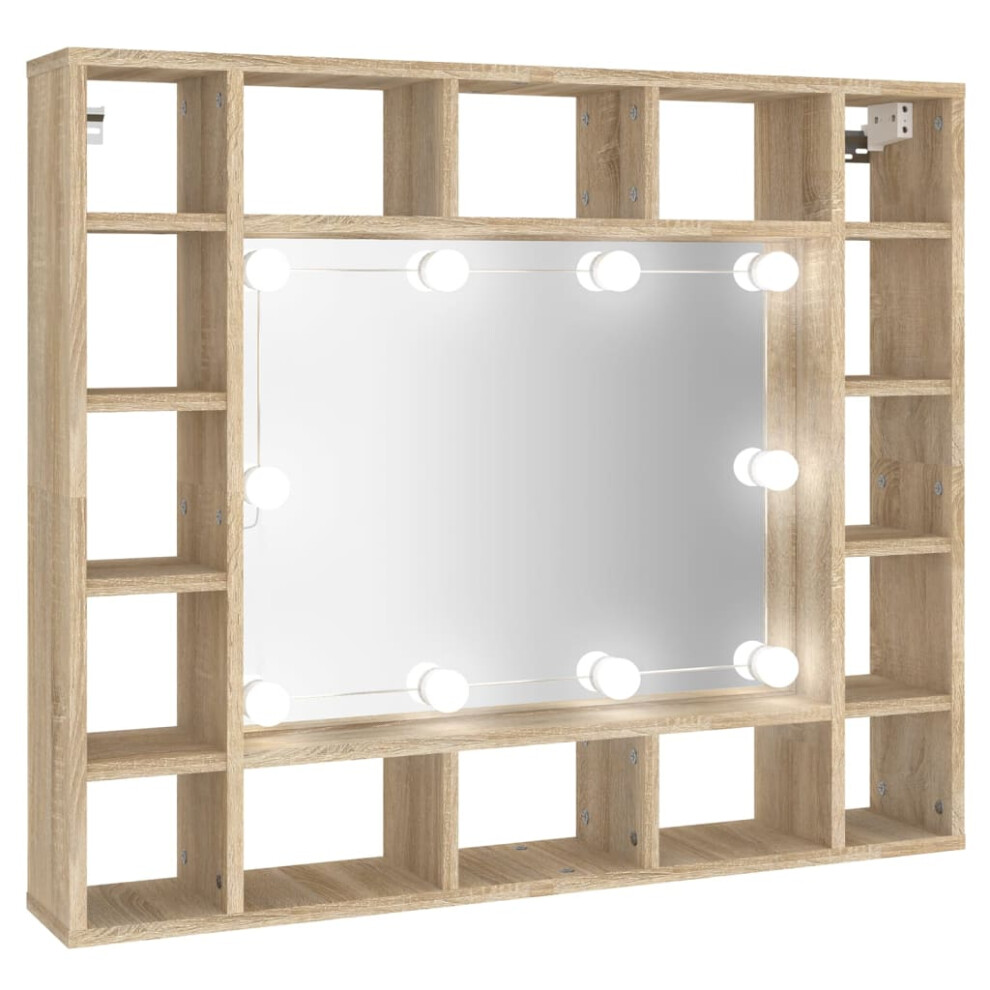 (Sonoma oak) vidaXL Mirror Cabinet with LED Cosmetic Mirror Cabinet Bedroom Storage Cabinet