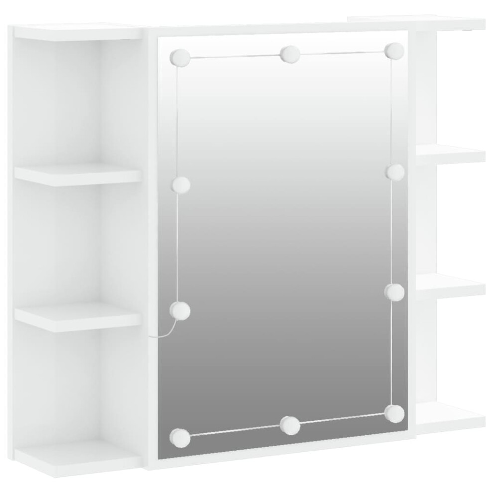 (High gloss white) vidaXL Mirror Cabinet with LED Washroom Storage Cabinet Bathroom Vanity Unit