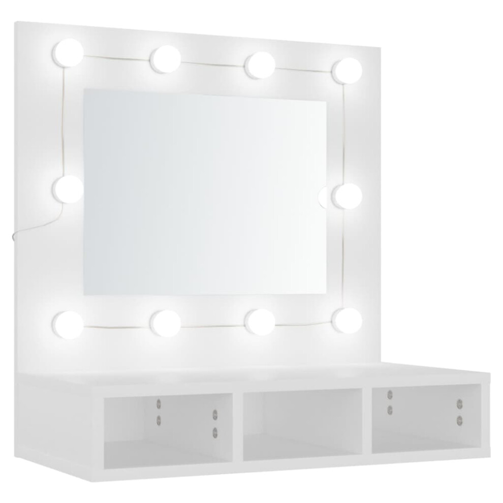 (White) vidaXL Mirror Cabinet with LED Wall-mounted Mirror Cabinet Storage Cupboard