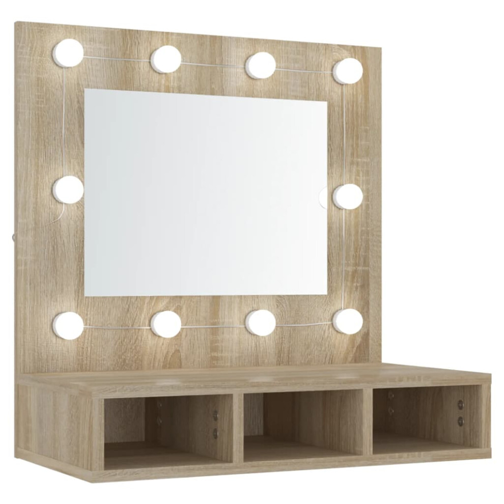 (Sonoma oak) vidaXL Mirror Cabinet with LED Wall-mounted Mirror Cabinet Storage Cupboard