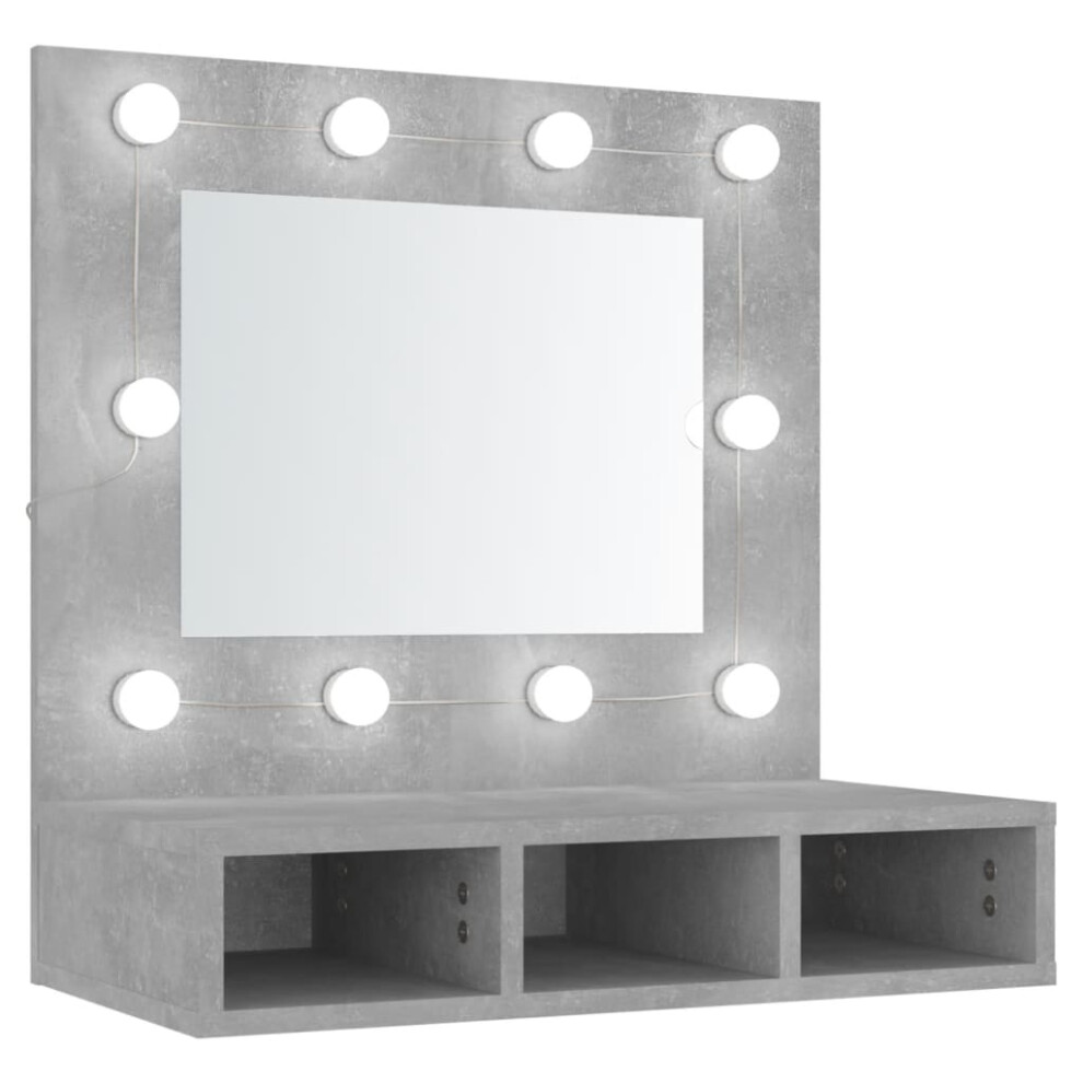 (Concrete grey) vidaXL Mirror Cabinet with LED Wall-mounted Mirror Cabinet Storage Cupboard