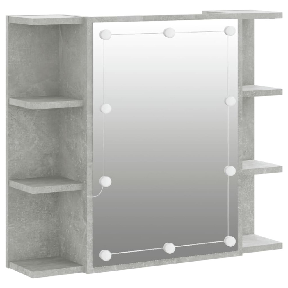 (Concrete grey) vidaXL Mirror Cabinet with LED Washroom Storage Cabinet Bathroom Vanity Unit