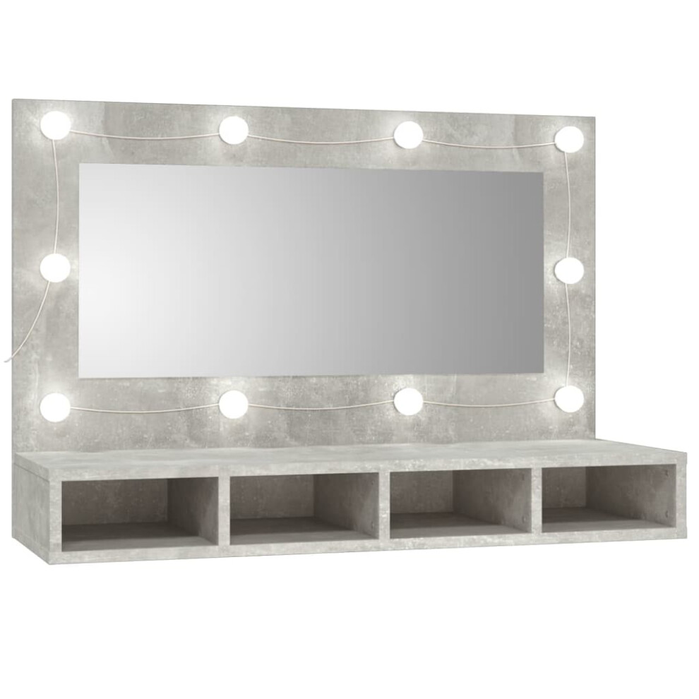 (Concrete grey) vidaXL Mirror Cabinet with LED Washroom Storage Cabinet Bathroom Vanity Unit