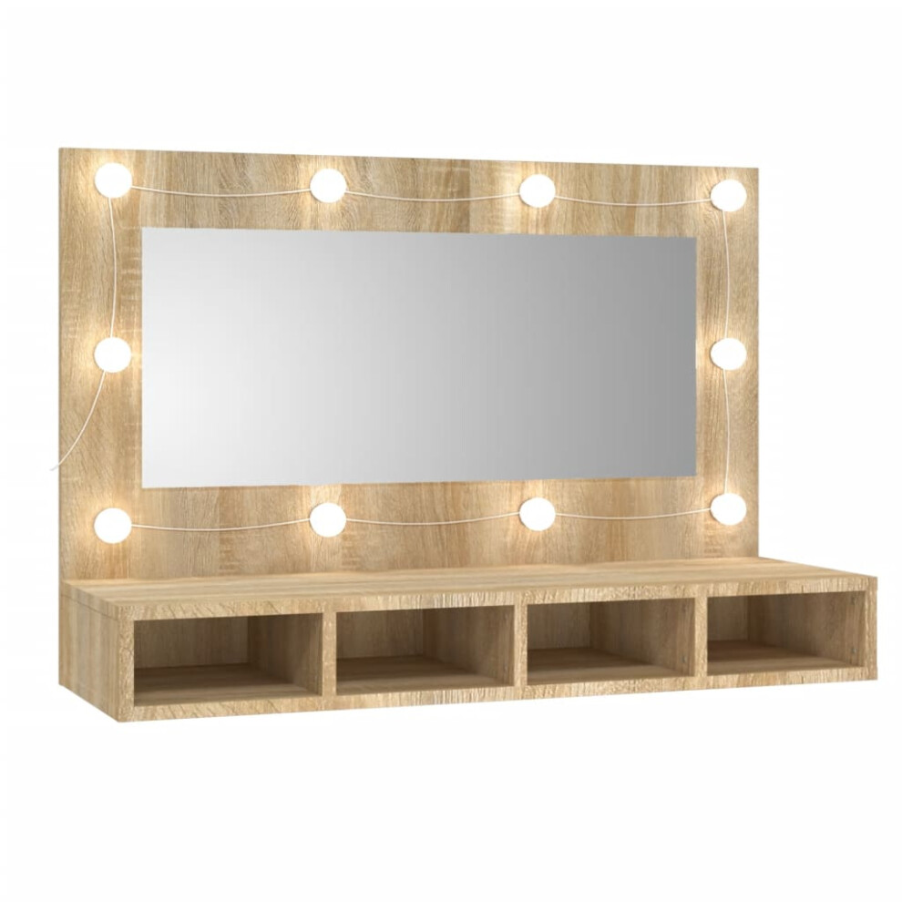 (Sonoma oak) vidaXL Mirror Cabinet with LED Washroom Storage Cabinet Bathroom Vanity Unit