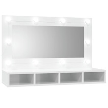 (High gloss white) vidaXL Mirror Cabinet with LED Washroom Storage Cabinet Bathroom Vanity Unit