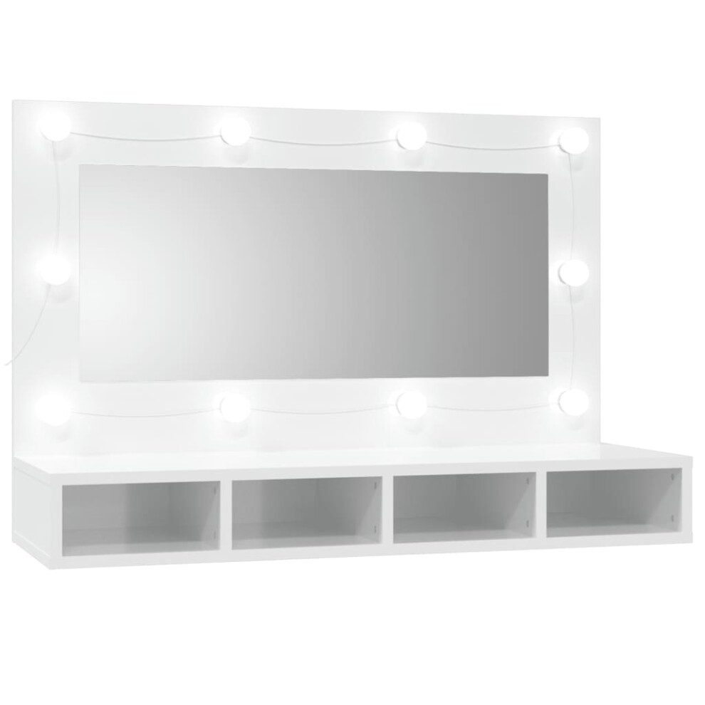 (High Gloss white) vidaXL Mirror Cabinet With LED Washroom Storage Cabinet Bathroom Vanity Unit