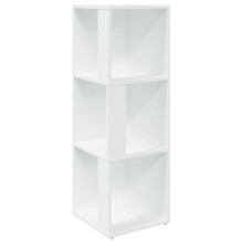 vidaXL White Corner Cabinet - Engineered Wood, 3-Compartment Indoor Book Storage (33x33x100 cm) 809026