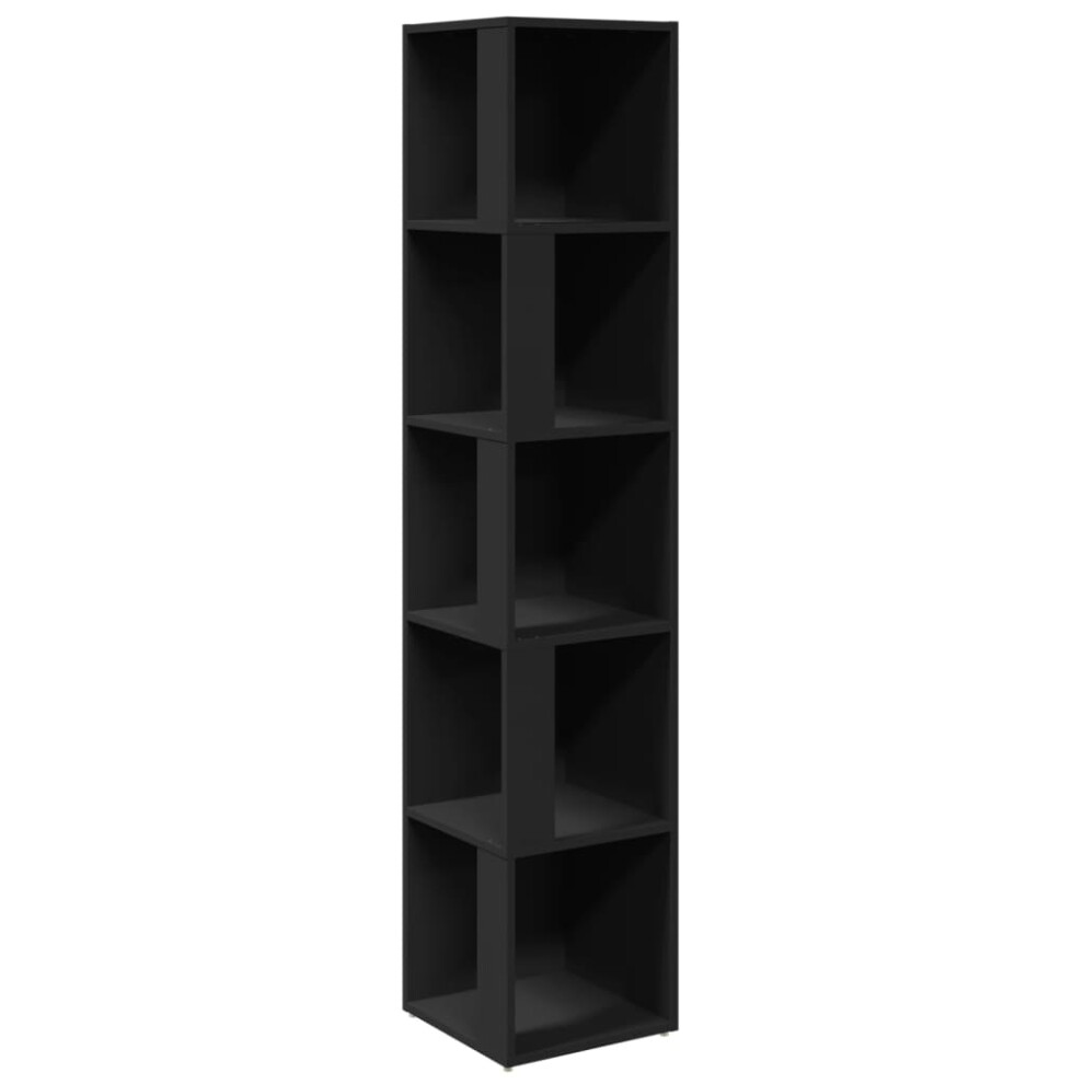 vidaXL Corner Cabinet Black Engineered Wood Standing Shelf Storage Cabinet