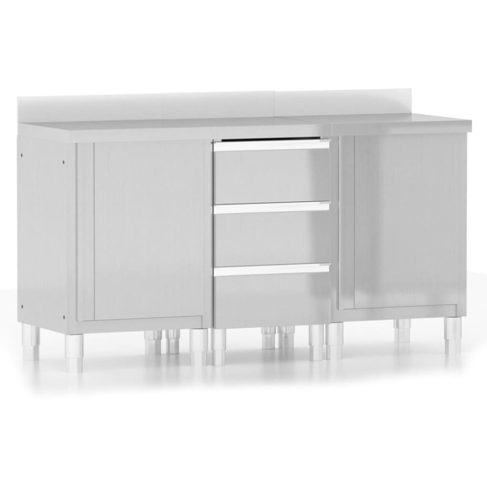 (cabinets + cabinet with 3 drawers, 3 pcs) vidaXL 1/2X Commercial Kitchen Cabinet Stainless Steel Home with 2/3 Drawers