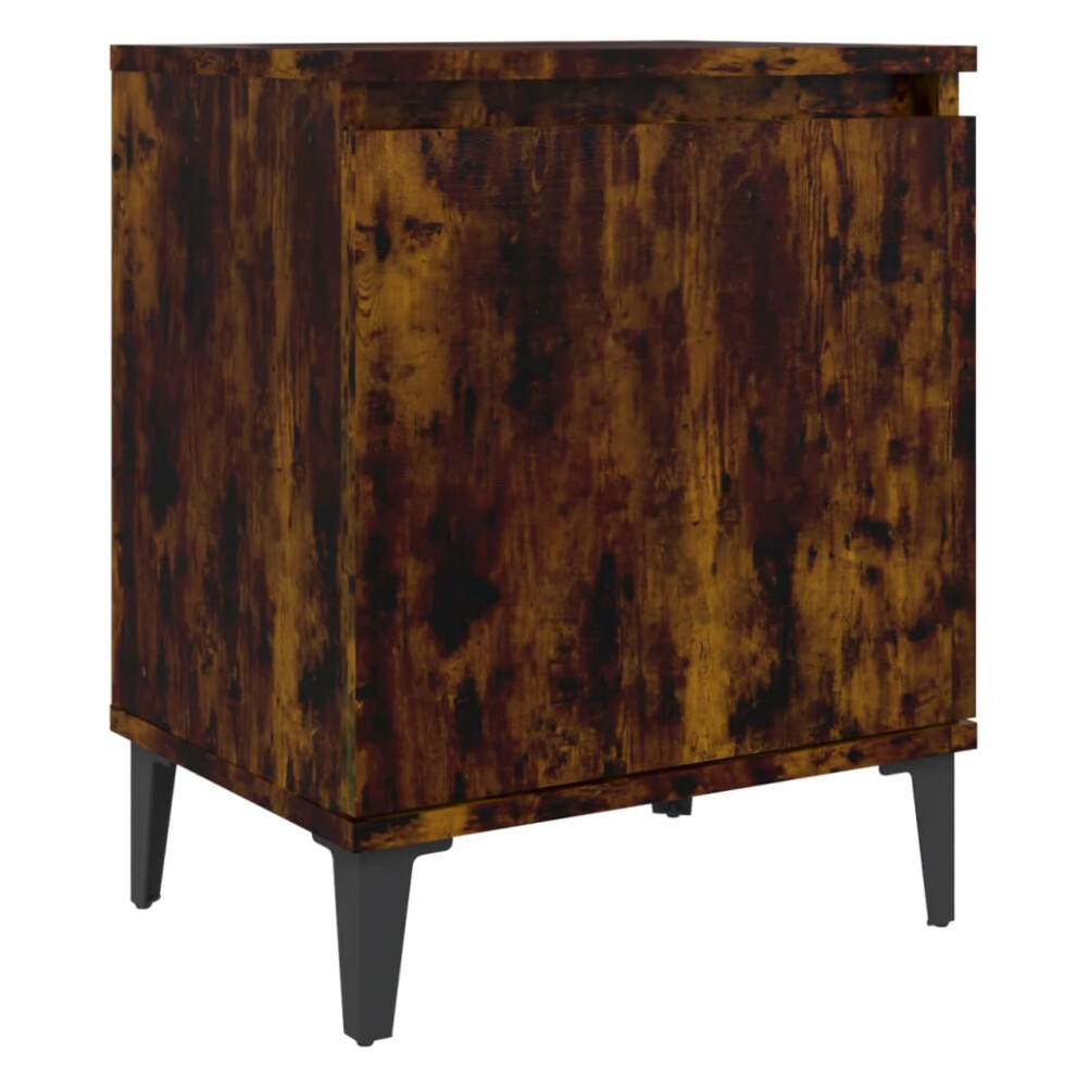 (smoked oak, 1) vidaXL 1/2x Bed Cabinet with Metal Legs 40x30x50 cm Nightstand Multi Colors