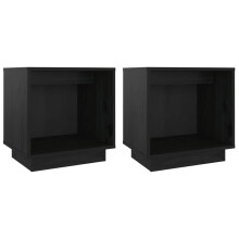 (black, 2) vidaXL 1/2x Solid Wood Pine Bedside Cabinet Storage Side Table Multi Colours