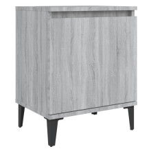(grey sonoma, 1) vidaXL Bed Cabinet with Metal Legs Nightstand Side Table Bedroom Bed Table