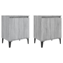 (grey sonoma, 2) vidaXL Bed Cabinet with Metal Legs Nightstand Side Table Bedroom Bed Table