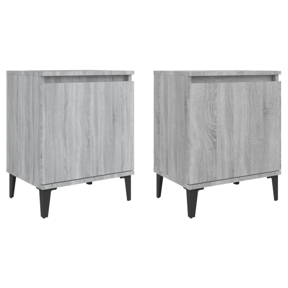 (grey sonoma, 2) vidaXL 1/2x Bed Cabinet with Metal Legs 40x30x50 cm Nightstand Multi Colors