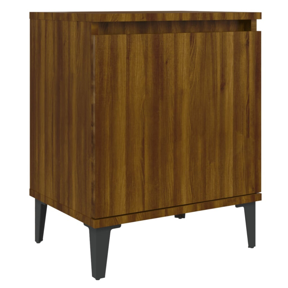 (brown oak, 1) vidaXL Bed Cabinet with Metal Legs Nightstand Side Table Bedroom Bed Table